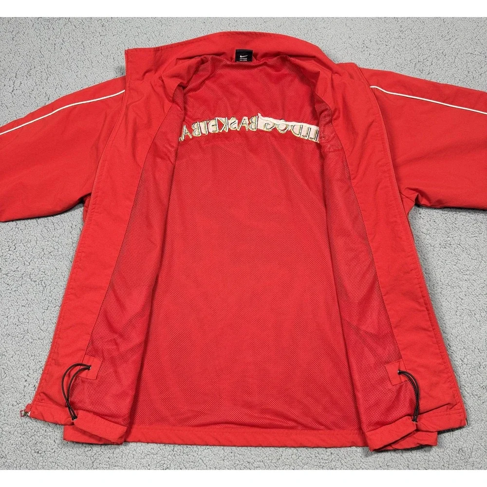 Nike Hemet Bulldogs Jacket Mens Large Red Basketball Full‎ Zip Warm Up Coat